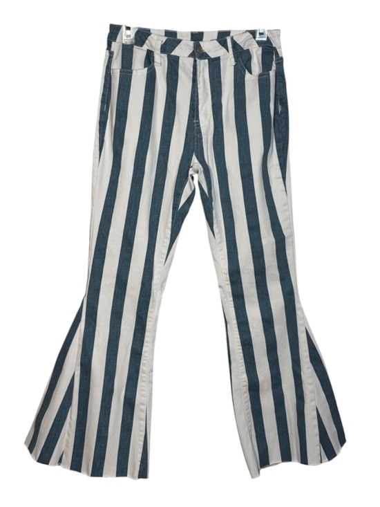 Saints & Hearts Other - Kids Blue and White Vertical Stripe Flared Jeans Large